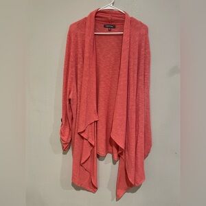 Laurel Grey Coral-Pink Open Drape Cardigan